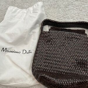 Massimo Dutti woven bag dark brown